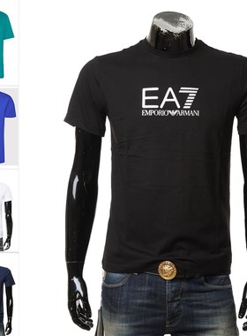 Armani/阿玛尼EA7 男士时尚字母印花纯棉短袖T恤 3LPT39 PJ02Z