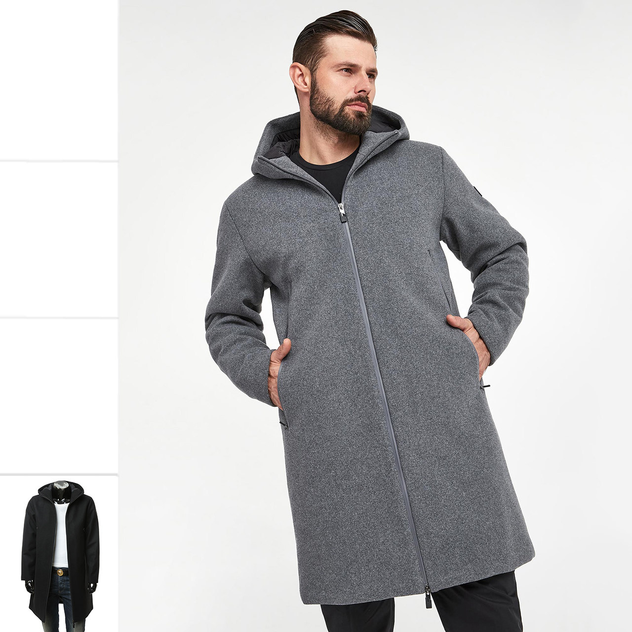 Armani/阿玛尼男士连帽长款大衣