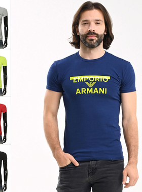 Armani/阿玛尼EA 男士鹰标修身弹力打底圆领短袖T恤 111035 3F516