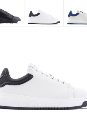 Armani/阿玛尼EA 男士厚底增高真皮小白鞋低帮鞋 X4X264 XN001