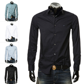 阿玛尼EA 衬衫 鹰标男士 Armani 刺绣修身 弹力长袖 8N1C09 1NI9Z