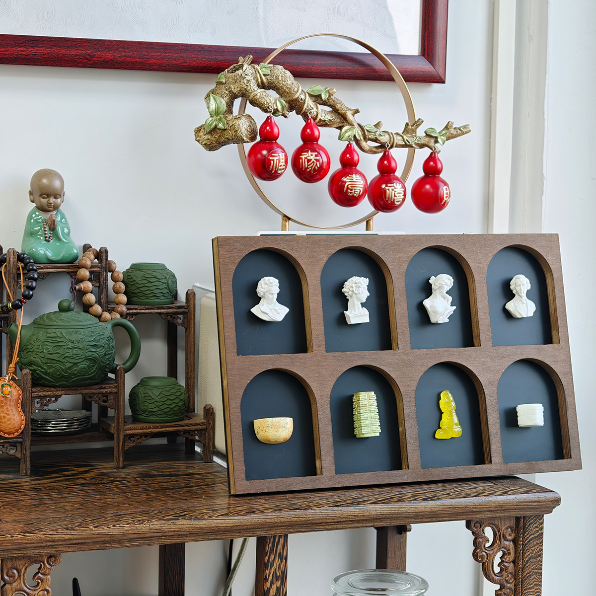 秀艾迪磁吸小黑板8宫格半圆佛窟系列冰箱贴收纳展示板家居装饰磁力黑板吸磁性磁铁挂式创意文艺敦煌艺术挂饰