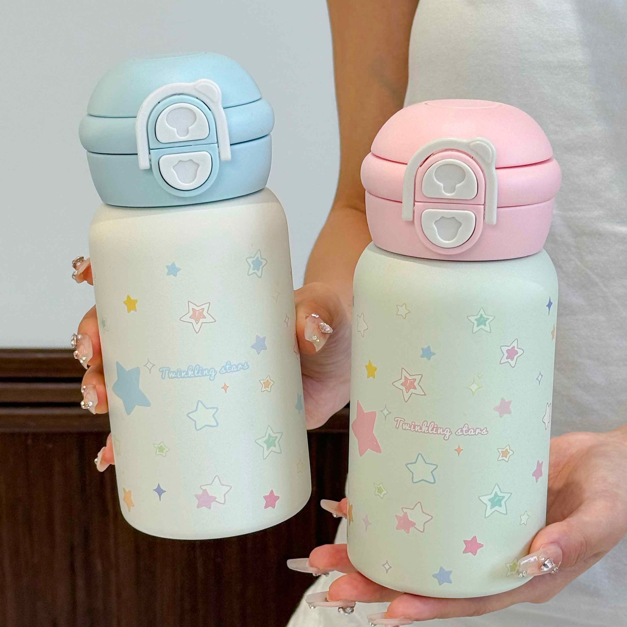 原创ins幸运星星保温杯新款高颜值水杯吸管不锈钢学生双饮杯子ins