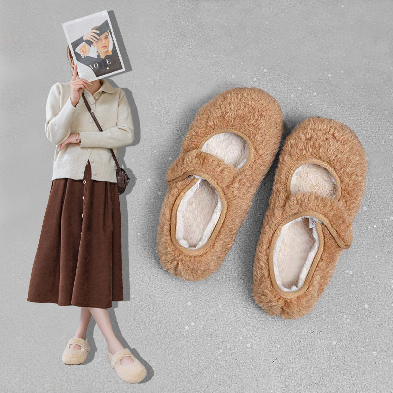 7705小香风浅口加绒毛毛鞋女2026冬季新款平底玛丽珍毛茸茸棉鞋,女鞋,浅口单鞋,淘宝优惠券,粉丝福利购,淘宝优惠卷