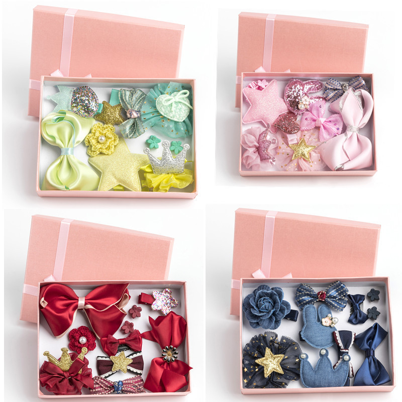 韩国儿童10件套发夹发饰套装边夹全包布宝宝头饰发卡配饰品