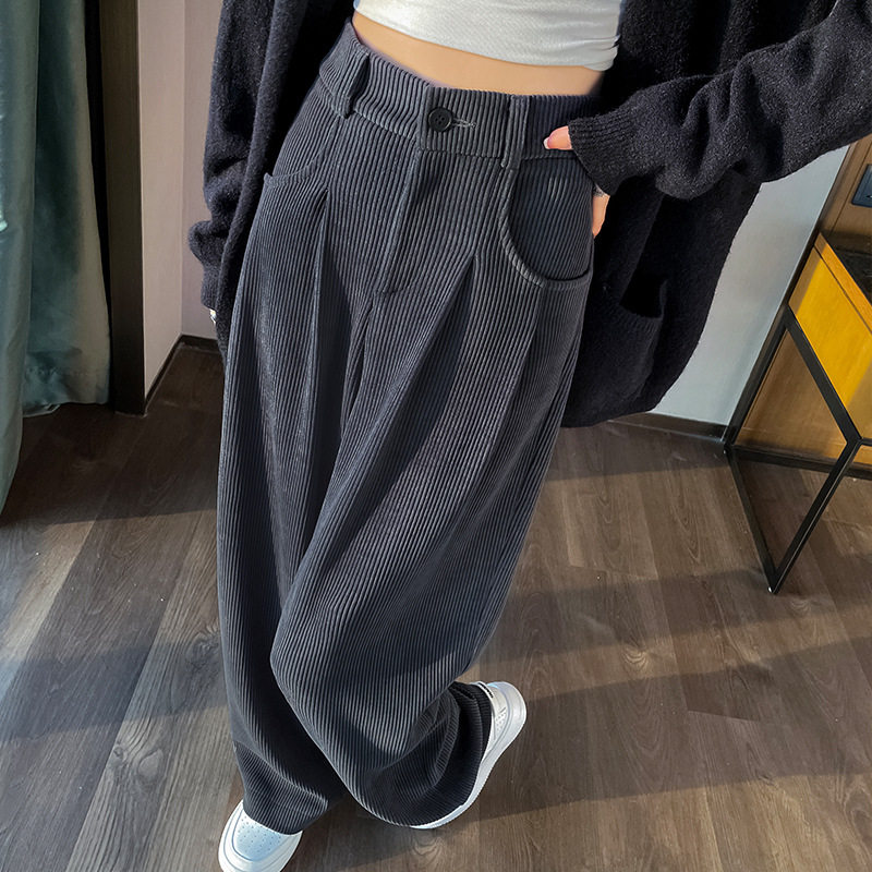 窄版阔腿裤女秋冬加绒2025新款欧棉绒小个子休闲垂感高腰直筒裤,女装/女士精品,休闲裤,淘宝优惠券,粉丝福利购,淘宝优惠卷