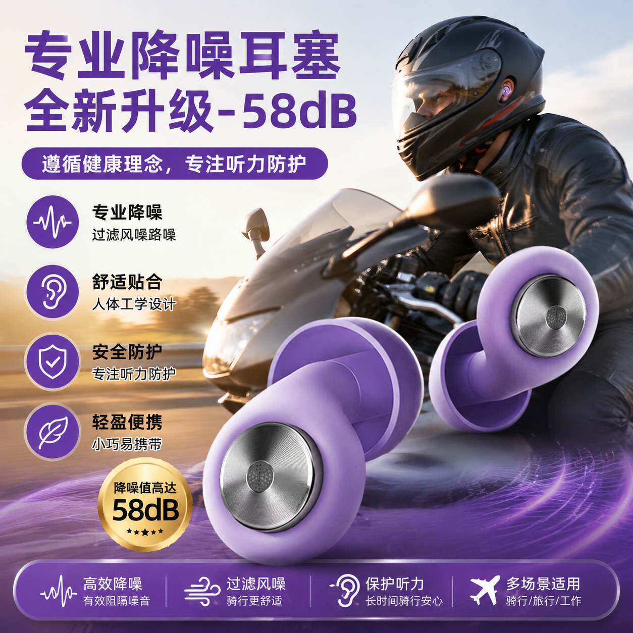 摩托车骑行专用降噪耳塞|超强不