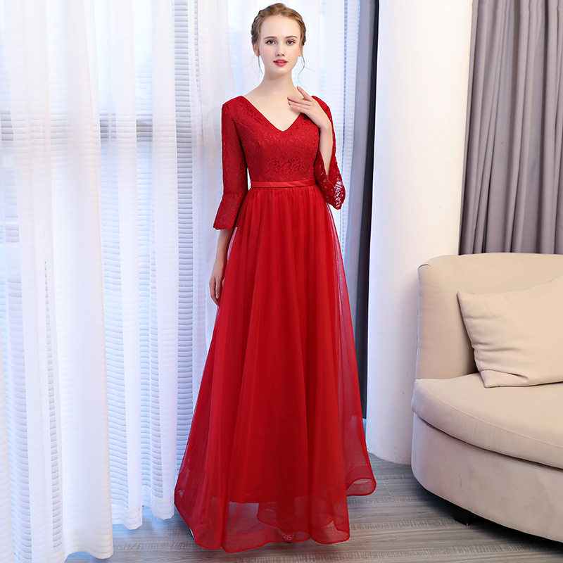 2019新款中長款伴娘晚禮服女婚紗禮服 年會晚宴新娘紅色敬酒禮服在類目 女裝/女士精品, 婚紗/旗袍/禮服, 婚紗中 - 來自Buy2taobao.com提供專業的淘寶代購服務