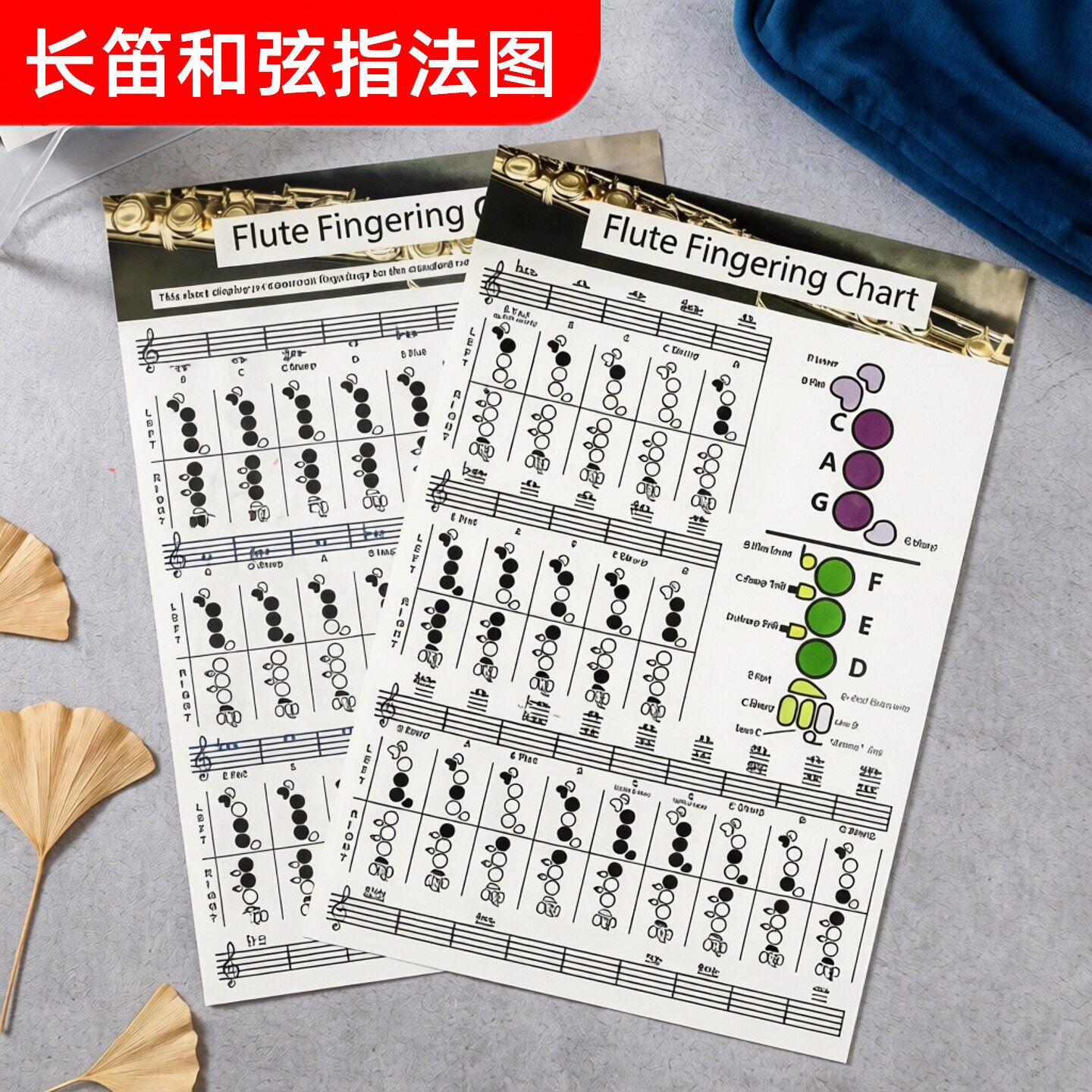 长笛和弦指法图成人学生初学自教学长笛指法表指法练习图乐器配件