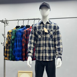 出老美尖货！复古格子上衣外套男士春秋水洗重磅磨毛休闲宽松衬衫