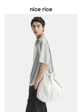 nice rice好饭 中号抽绳束口休闲单肩斜挎包 男女同款NHU33009