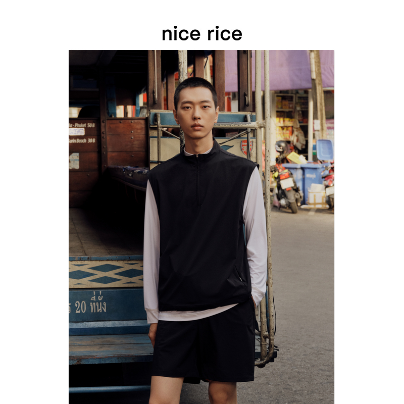 nicerice好饭微弹半开拉链马甲