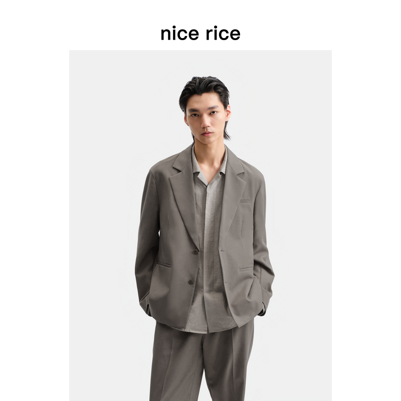 nice rice好饭 25春季新品梭织平驳领双开衩休闲宽松西装NHC19033
