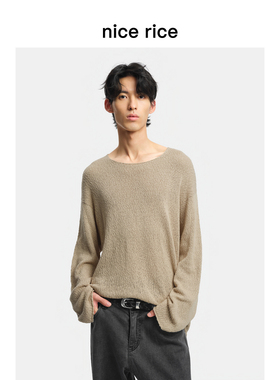 nice rice好饭 26春季新品全棉纱线宽松大圆领长袖针织衫NIC05019