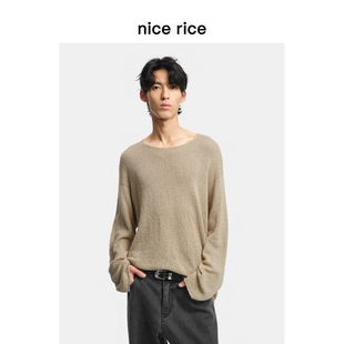 rice好饭 针织衫 26春季 全棉纱线宽松大圆领长袖 NIC05019 新品 nice
