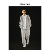 r.系列500G全棉针织抽绳直筒休闲宽松卫裤 nice rice好饭 NCQ12027