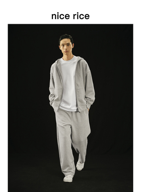 nice rice好饭 r.系列500G全棉针织抽绳直筒休闲宽松卫裤NCQ12027