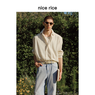 nice rice好饭 26春季新品宽松全棉翻领条纹肌理感衬衫男NIC03122