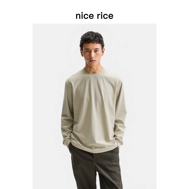nicerice好饭罗纹袖口长袖T恤