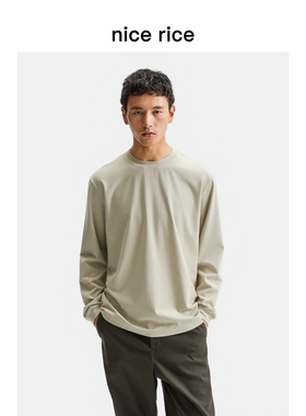 nice rice好饭 25冬季新品300G直身窄罗纹袖口长袖T恤男NHD02065