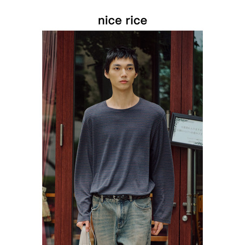 nicerice好饭直身条纹长袖T恤