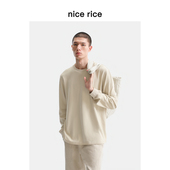 rice好饭 25秋季 新品 nice 305G全棉磨毛直身圆领长袖 T恤NHQ02042