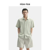 rice好饭 夏季 轻薄斜纹简约宽松翻领休闲短袖 nice 衬衫 男NHX03073
