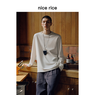 240G简约纯色绒感圆领长袖 nice 新品 25冬季 T恤NHD02049 rice好饭