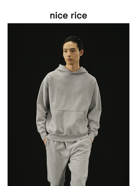 nice rice好饭 r.系列500G经典款全棉休闲宽松连帽卫衣NCC04001