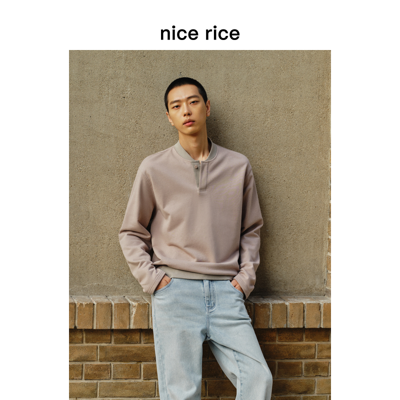 nicerice好饭全棉棒球领卫衣