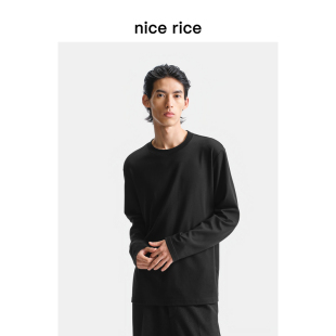 rice好饭 打底长袖 25秋季 230G圆领微弹男士 T恤NHQ02017 新品 nice