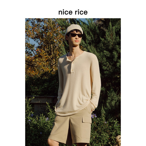 nicerice好饭亨利领棉麻针织衫