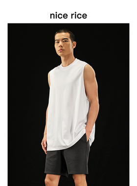 nice rice好饭 r.系列240G匹马棉大袖口宽松圆领无袖背心NGC01072