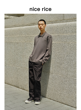 nice rice好饭 秋季梭织挺括侧插口袋内抽绳直筒休闲长裤NGQ11076