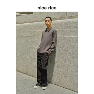 梭织挺括侧插口袋内抽绳直筒休闲长裤 秋季 NGQ11076 rice好饭 nice