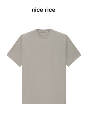 nice rice好饭 25新品260G全棉双纱宽松圆领短袖T恤男DHX02116