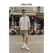 nice 男NGX12046 纯色短裤 rice好饭 385G全棉双纱内抽绳休闲修身
