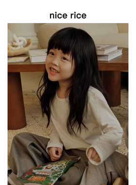 nice rice好饭  童装有机棉混纺170G儿童休闲圆领长袖T恤NGC02051