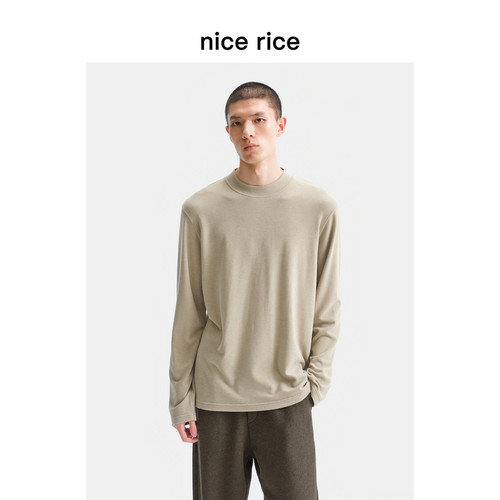 nicerice好饭修身半高领长袖T恤