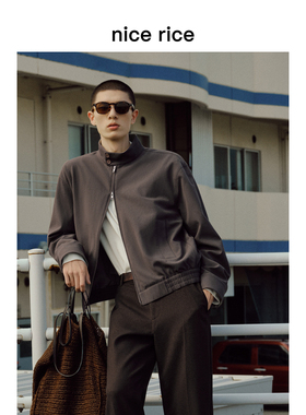 nice rice好饭 25秋季新品宽松撞色立领男士短款休闲夹克NHQ06047