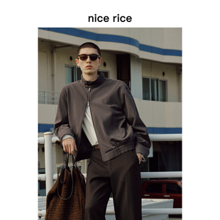 rice好饭 短款 25秋季 宽松撞色立领男士 休闲夹克NHQ06047 新品 nice