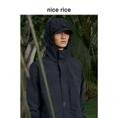 nice rice好饭 s.系列防泼水宽松拉链高领连帽夹克外套NFQ06071