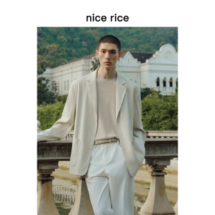 宽松翻驳领麻肌理休闲西装 nice 新品 26春季 外套NIC19120 rice好饭
