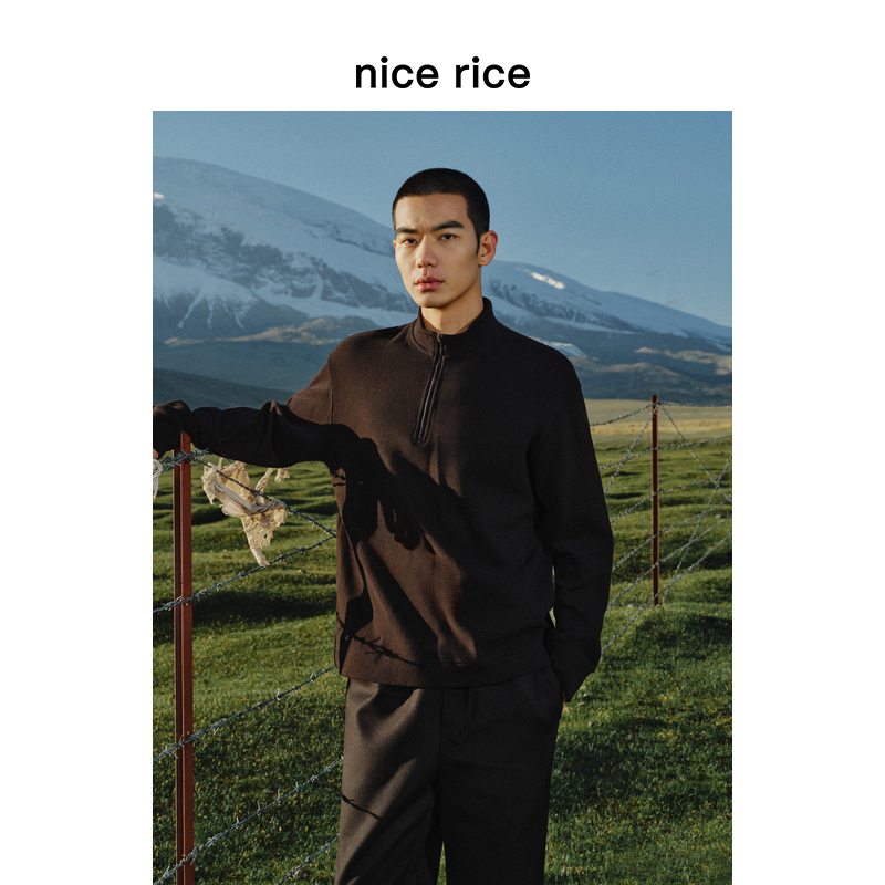nicerice好饭半开拉链高领卫衣
