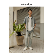 nice NGX13015 破洞水洗做旧12.3盎司小直筒牛仔裤 rice好饭 夏季