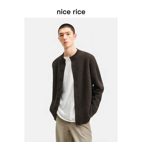 nicerice好饭卷边开衫毛衣