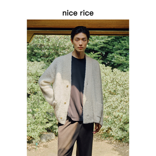 绵羊毛混纺宽松羊毛毛衣开衫 nice 新品 25冬季 男NHD05014 rice好饭