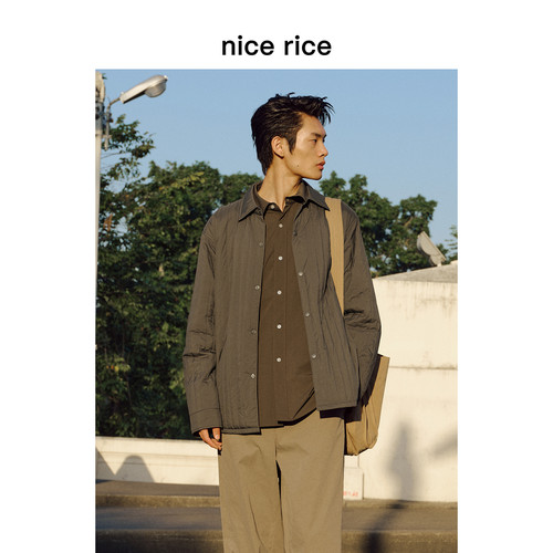nicerice好饭直身竖绗棉衬衫棉服