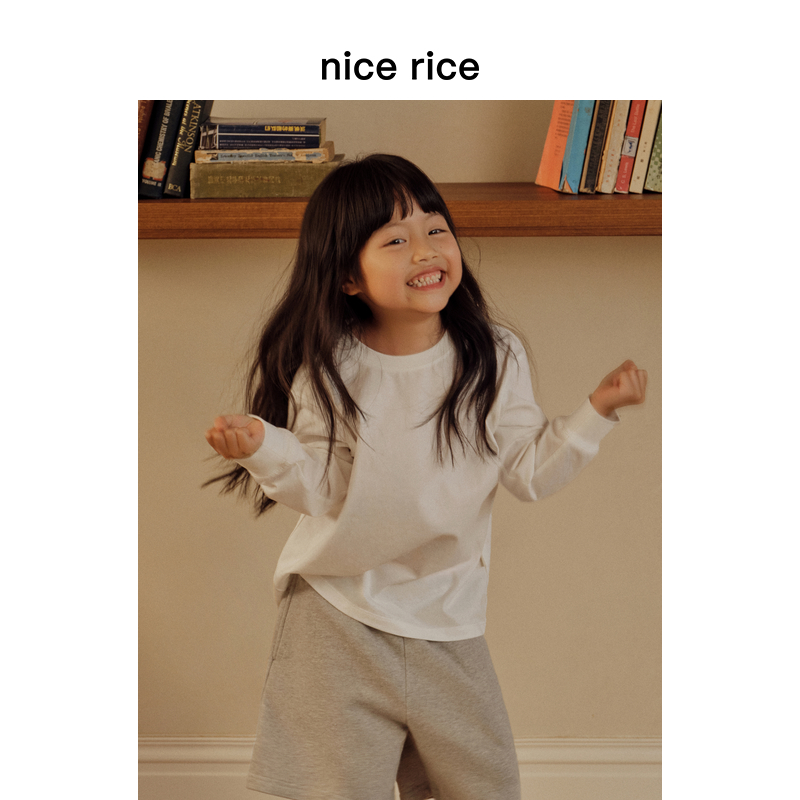 nicerice好饭圆领长袖宽松T恤