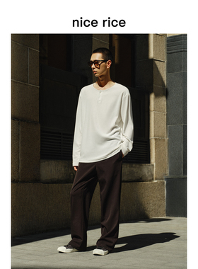 nice rice好饭 秋季轻量微弹纯色内抽绳直筒男士休闲裤NGQ11075